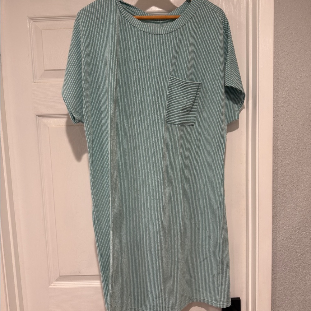 Striped Teal T-Shirt with Pocket